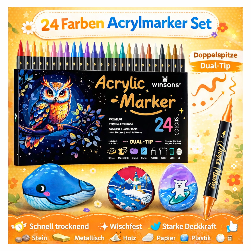 Acrylmarker Set – 24 Farben für kreativen Malspaß