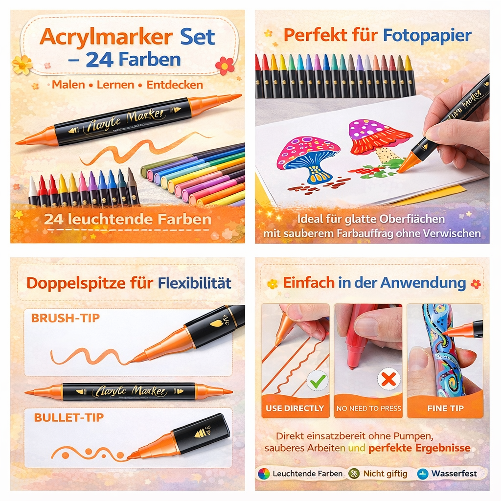 Acrylmarker Set – 24 Farben für kreativen Malspaß