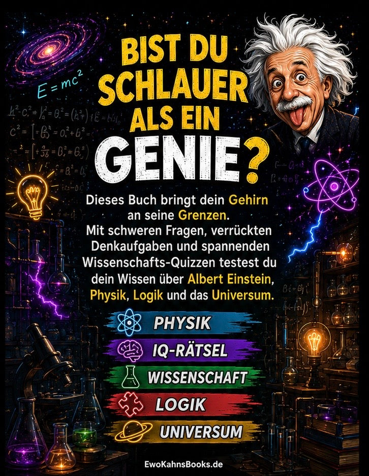 Albert Einstein Quiz - Schwere Fragen, verrückte Denkaufgaben und Wissenschafts-Quizze für kluge Köpfe - Jetzt vorbestellen – Veröffentlichung am 25.08.2026