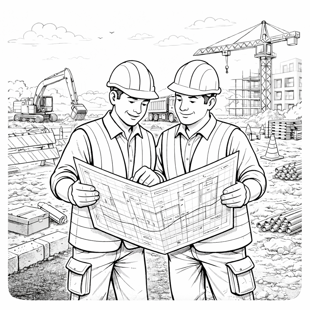 Bagger & Baustellen-Fahrzeug Malbuch