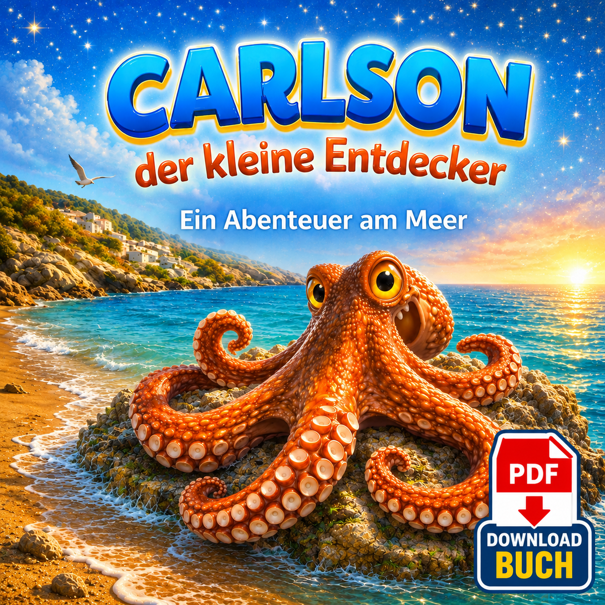 Carlson der kleine Tintenfisch - Eine liebevolle als PDF-Download - Bildergeschichte über Mut Freundschaft und innere Stärke
