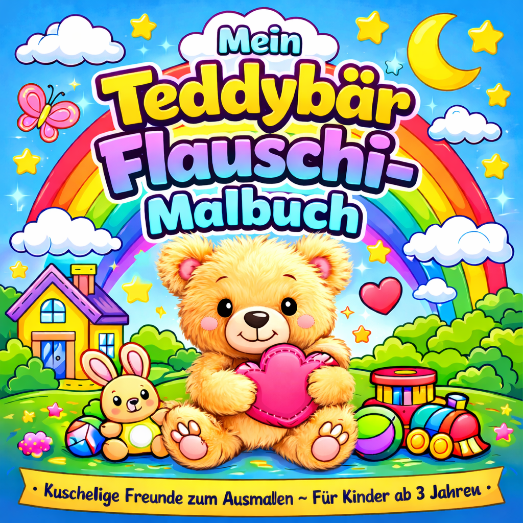 Mein Teddybär Flauschi Malbuch -Niedliche Ausmalbilder für kleine Künstler ab 3 Jahren