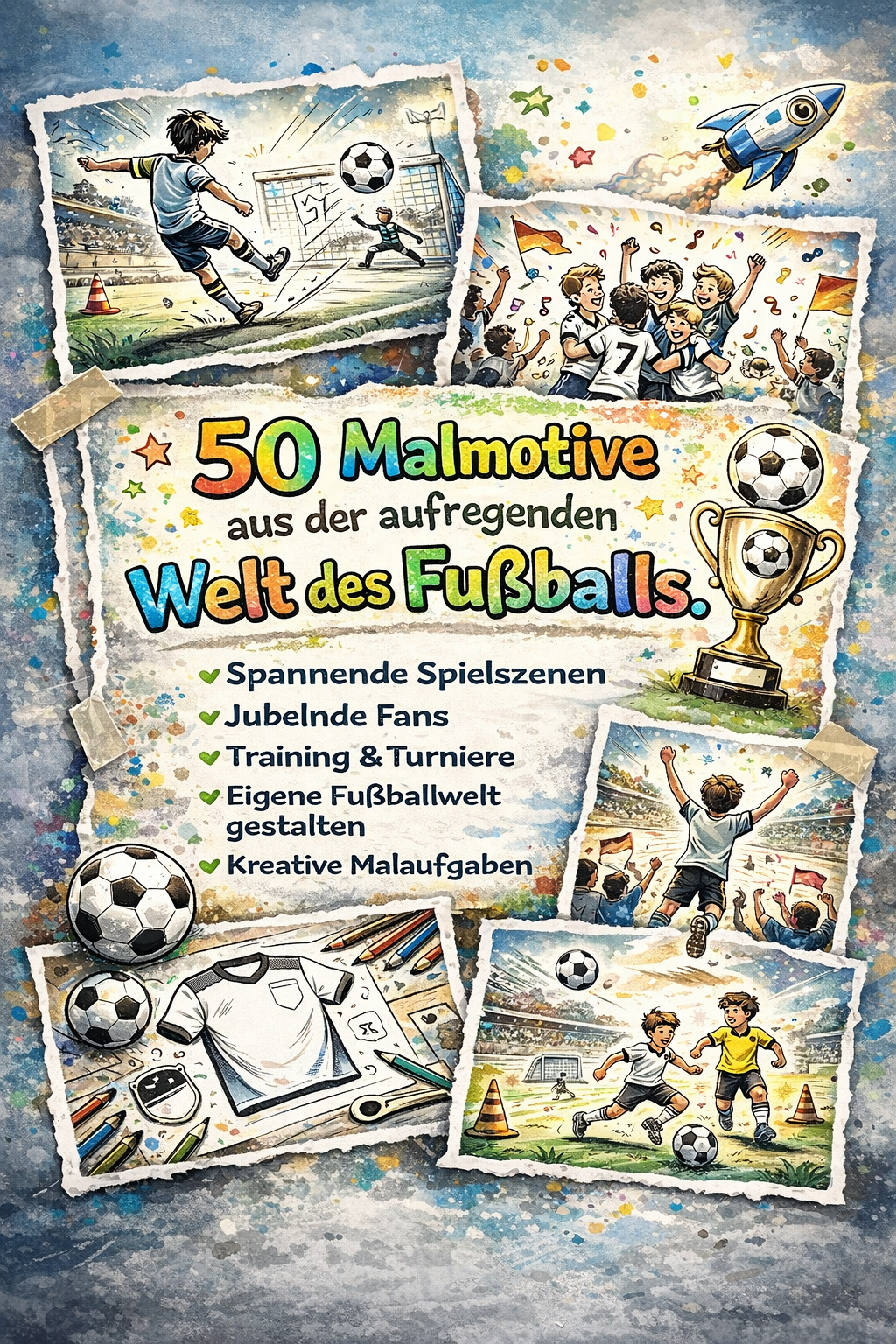 Mein großes Fußball Malbuch - Über 50 spannende Fußball-Motive & kreative Mitmachseiten