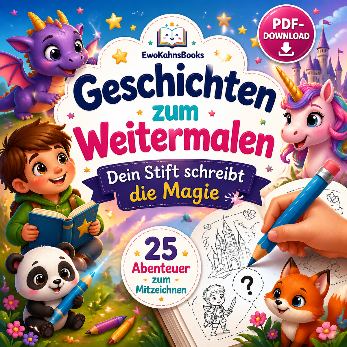 Geschichten zum Weitermalen – Dein Stift schreibt die Magie 25 Abenteuer zum Mitzeichnen