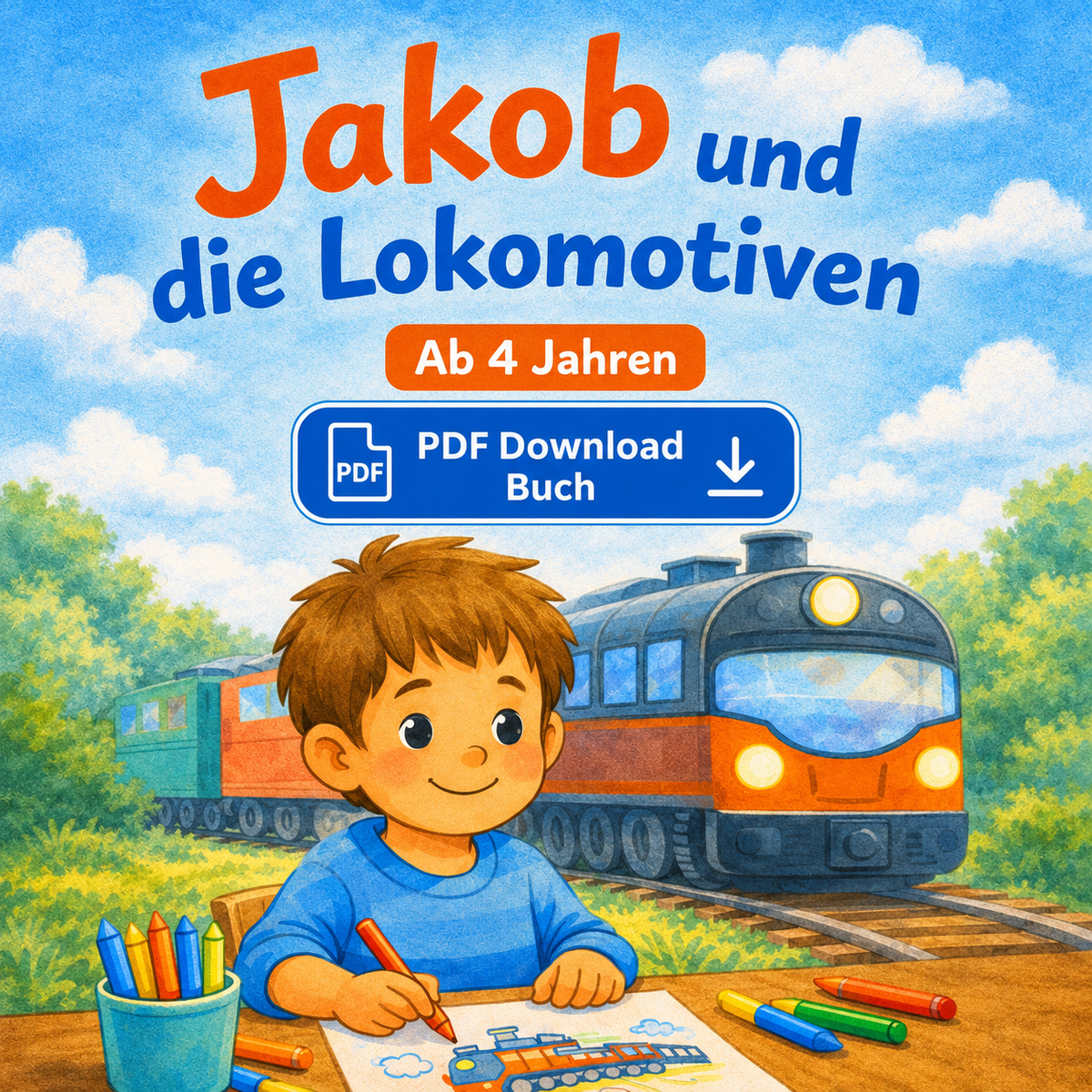 Jakob und die Lokomotiven - Ein liebevolles Vorlesebuch für kleine Zugträumer ab 4 Jahren – Digitales PDF Download Buch
