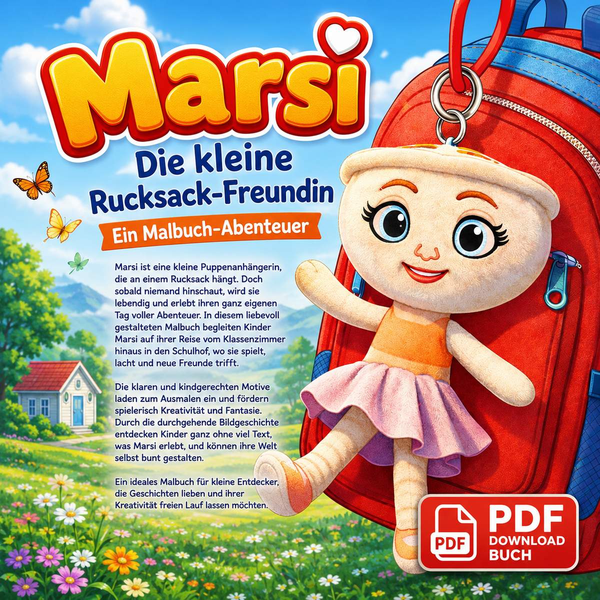 Marsi – Die kleine Rucksack-Freundin - Ein PDF-Download-Malbuch-Abenteuer für Kinder