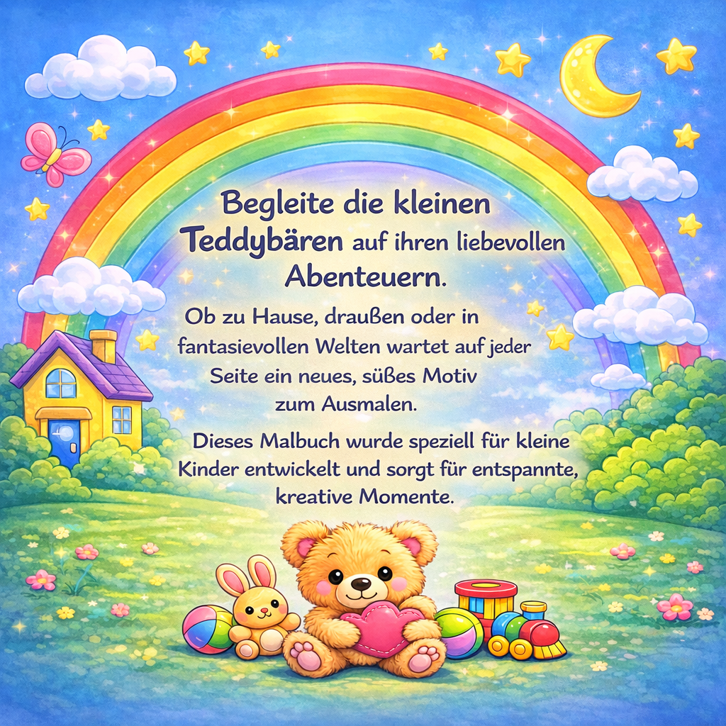 Mein Teddybär Flauschi Malbuch -Niedliche Ausmalbilder für kleine Künstler ab 3 Jahren