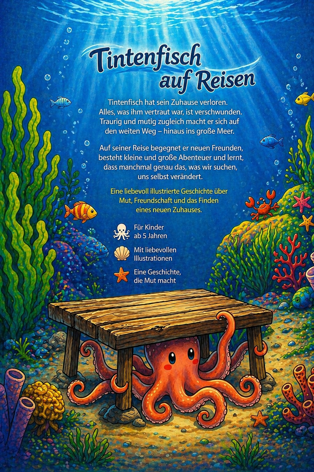 Tintenfisch auf Reisen - Eine liebevoll illustrierte Meeresgeschichte über Mut, Freundschaft und ein neues Zuhause - Jetzt vorbestellen – Veröffentlichung am 25.06.2026